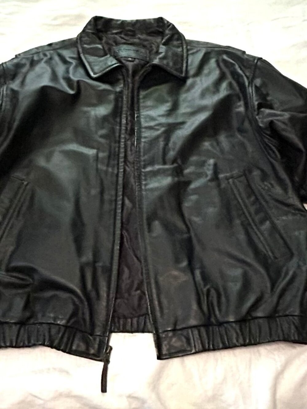 Men’s vintage leather coat jacket XL St. John’s Bay, heavy lined